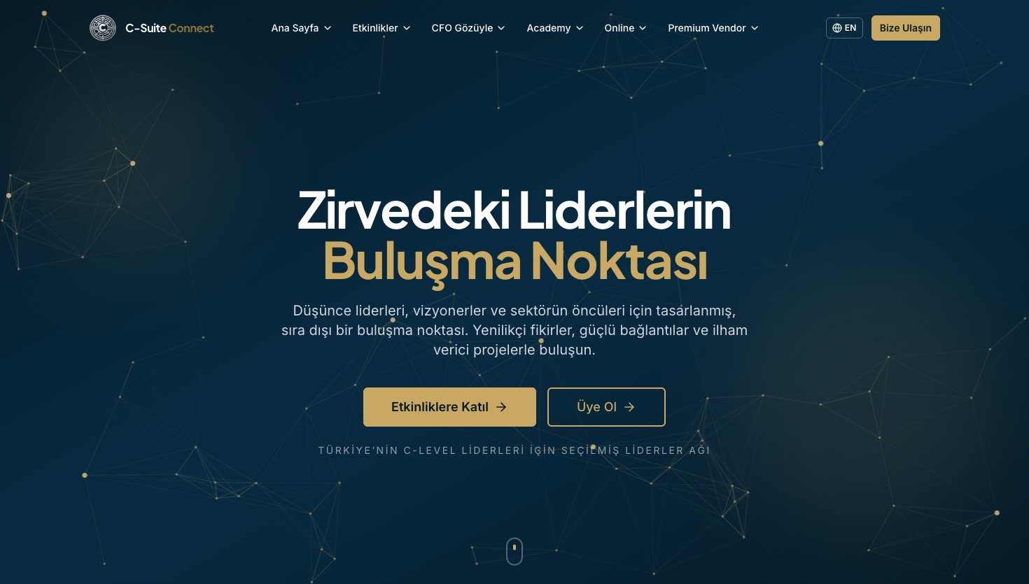 C-Suite Connect product homepage, an executive networking platform